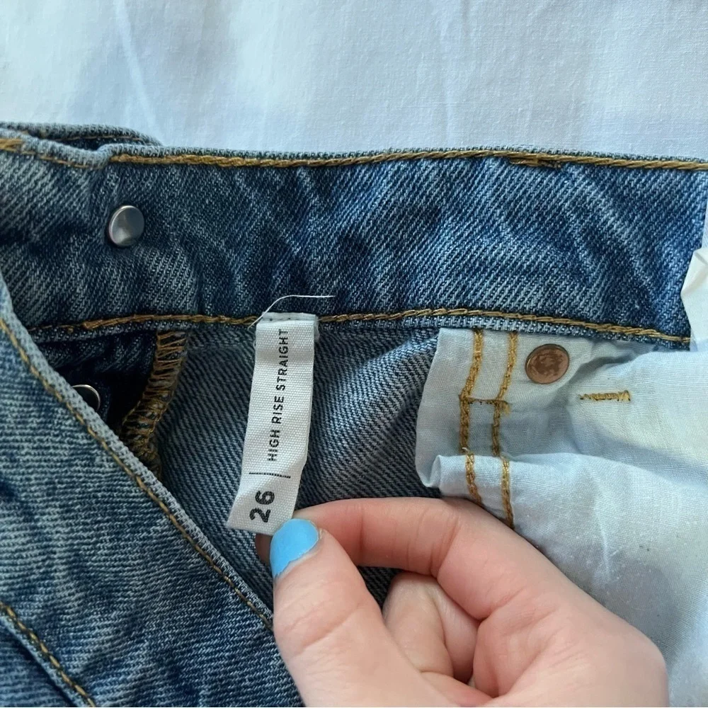 PacSun high rise straight blue denim jeans mom baggy 9567